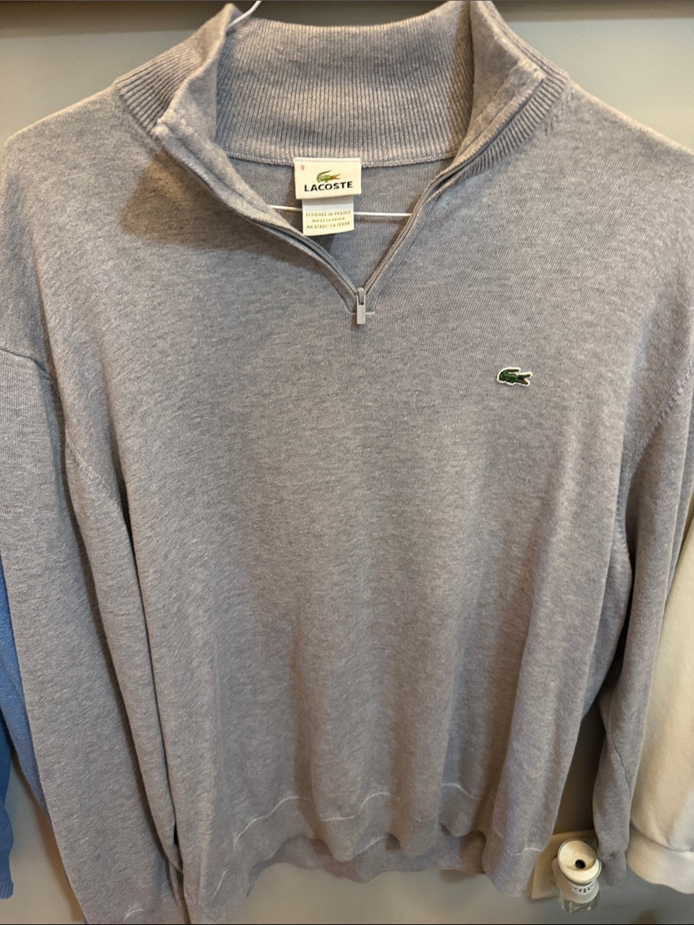 Lacoste Men's Heather Gray Quarter-Zip Sweater